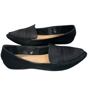 Madden Girl Heather Flats Slip On Shoes Pointed Toe Faux Leather Black Size 9.5W
